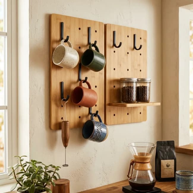 Bamboo Peg Board Wall Organizer manufacturers